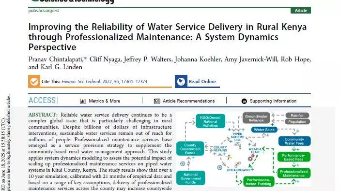 Article cover: Improving the reliability of water service delivery in rural Kenya